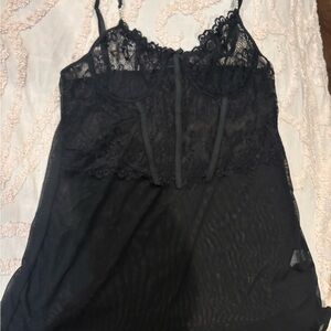 Elegant Black Lace Chemise with robe size M